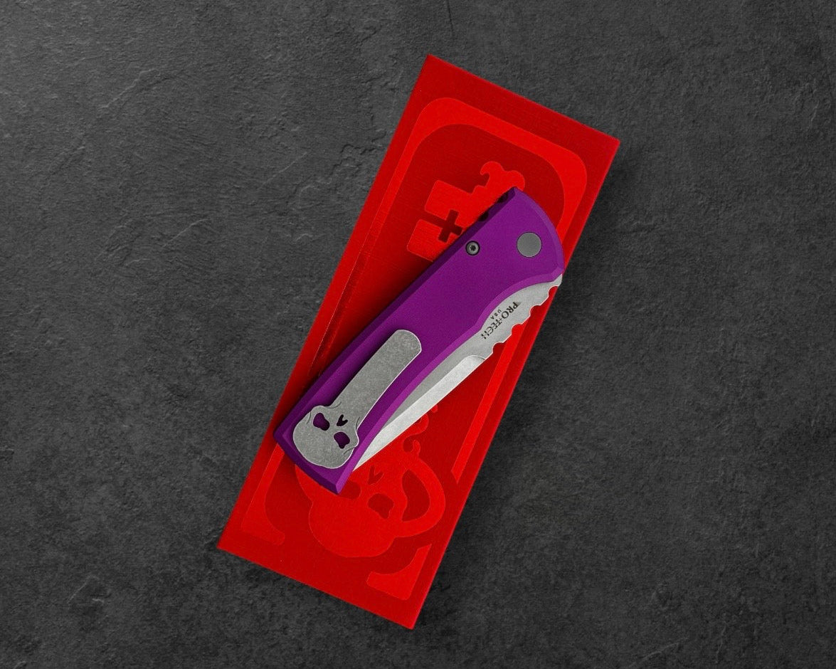 Chaves Knives-Chaves x ProTech 229 Redencion Auto - Purple Handles - Stonewash S35vn Blade-Urban Cutlery