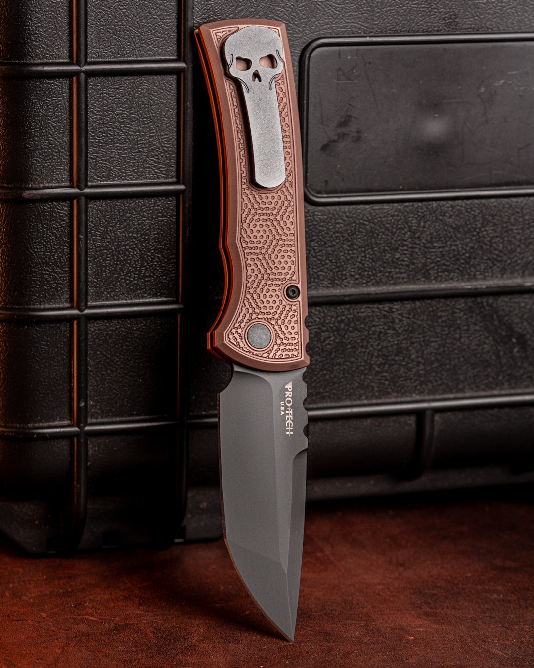Chaves x ProTech 229 Redencion Auto - FDE Double Spiral Stipple Milled Handles - DLC S35vn Blade - Pearl Button