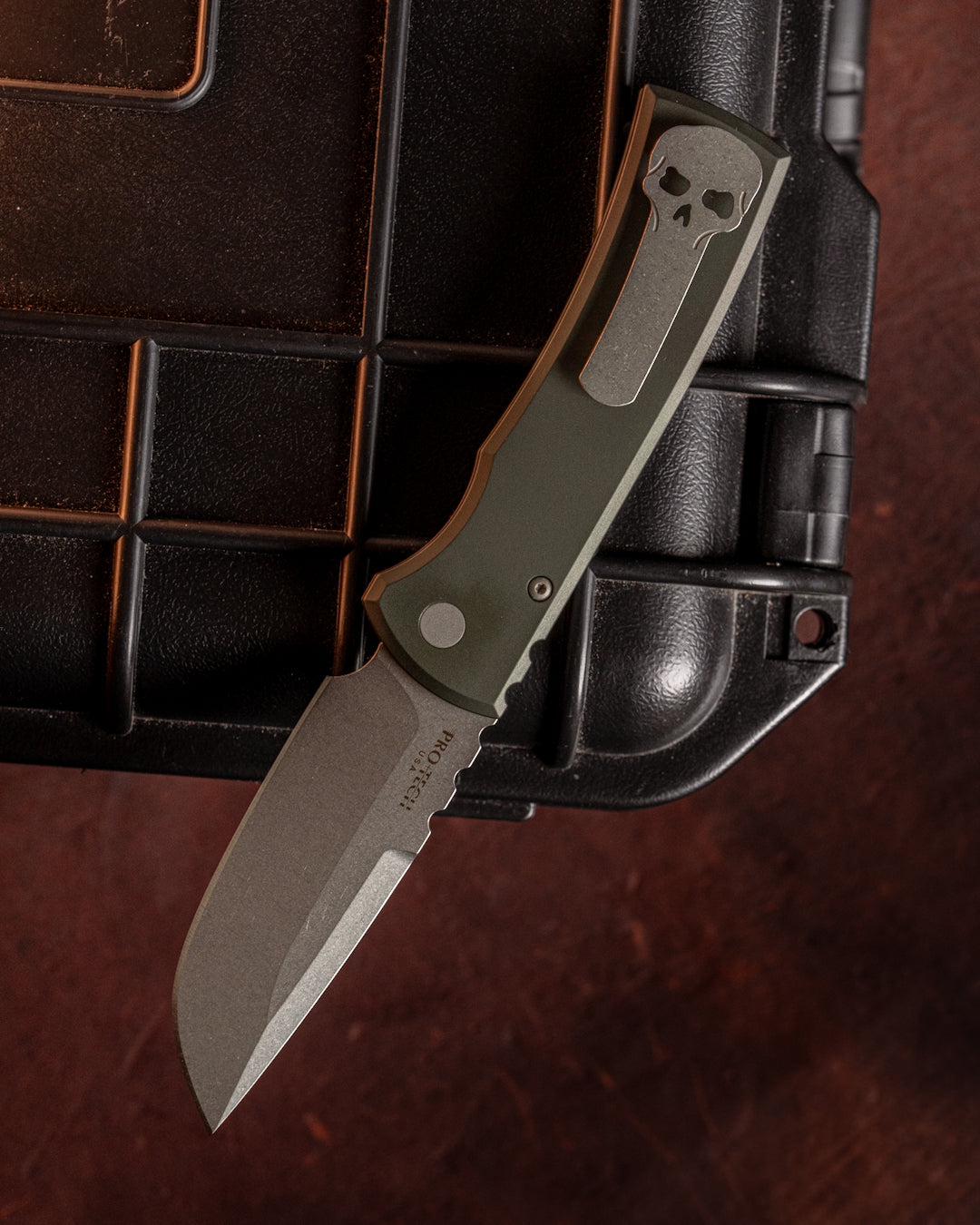 Chaves x ProTech 229 Redencion Auto - Green Handles - Stonewash S35vn Blade