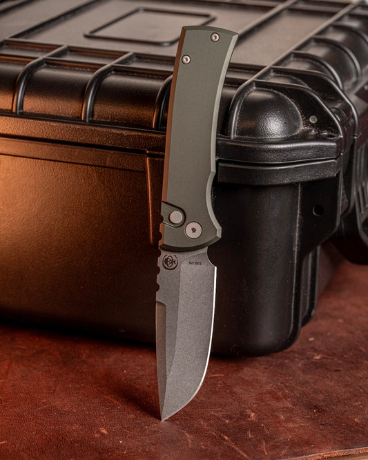 Chaves x ProTech 229 Redencion Auto - Green Handles - Stonewash S35vn Blade