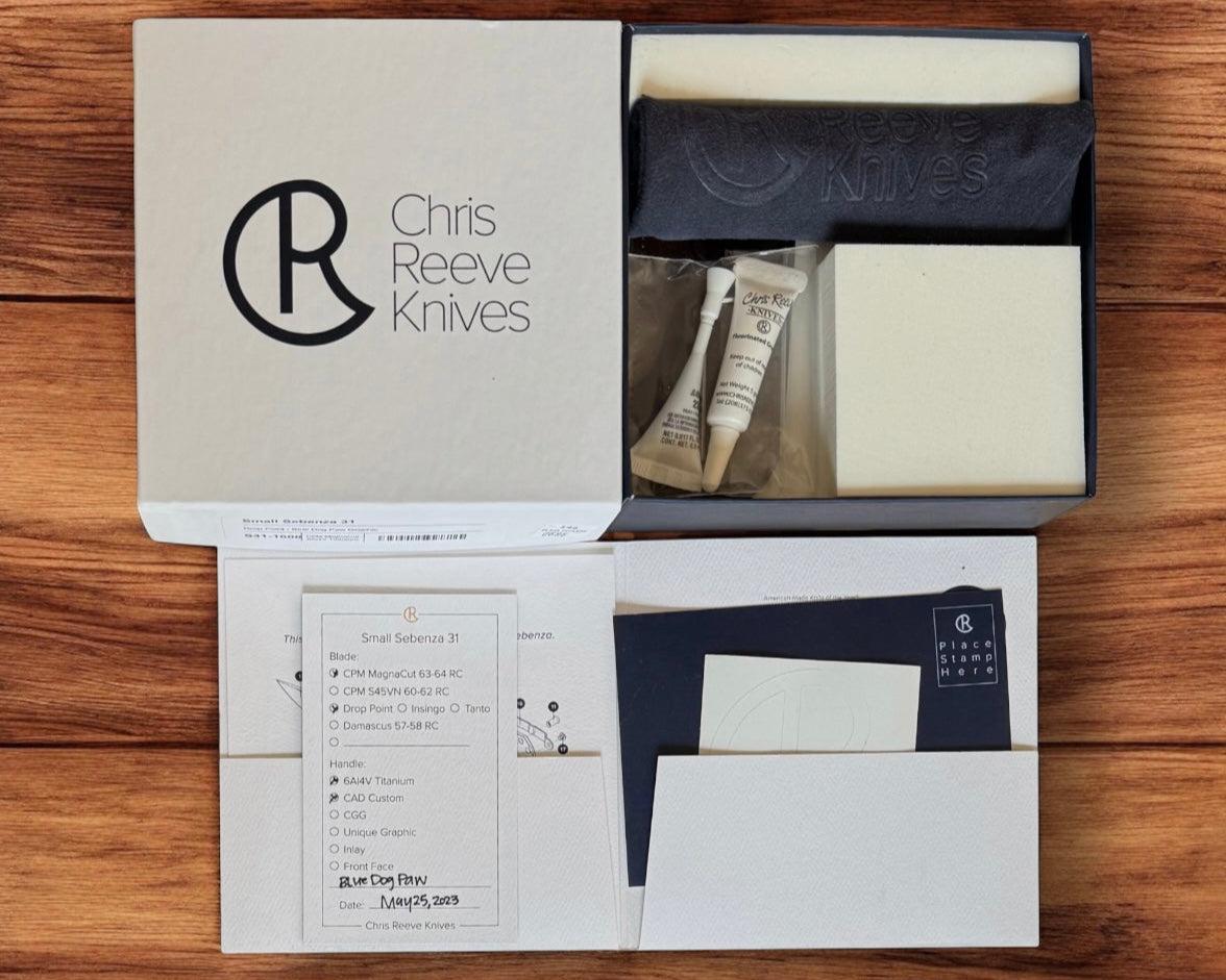 Chris Reeve Knives-Chris Reeve Knives Small Sebenza - Blue Dog Paw Graphic - MagnaCut Blade-Urban Cutlery