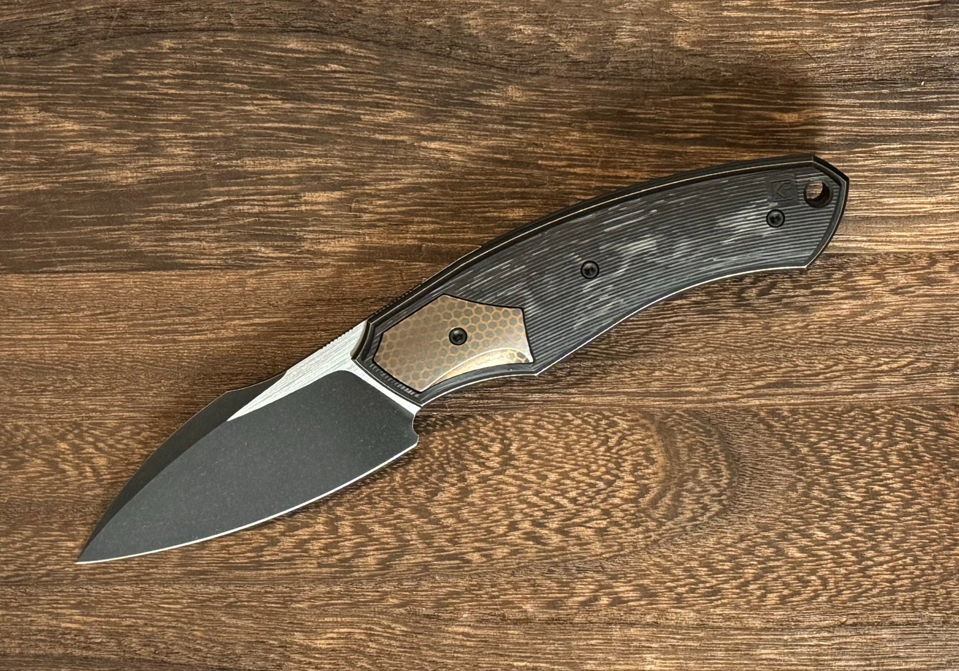 Custom Knife Factory Davless Carbon Fiber & Superconductor w/ Two Tone Blackwash Custom Knife Factory Urban Cutlery & Lifestyle Shoppe