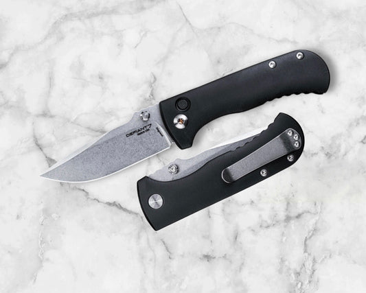 Defiant7-Defiant7 Talos Button Lock - Black 6061 Aluminum Handle - Stonewashed MagnaCut Blade-1-Urban Cutlery