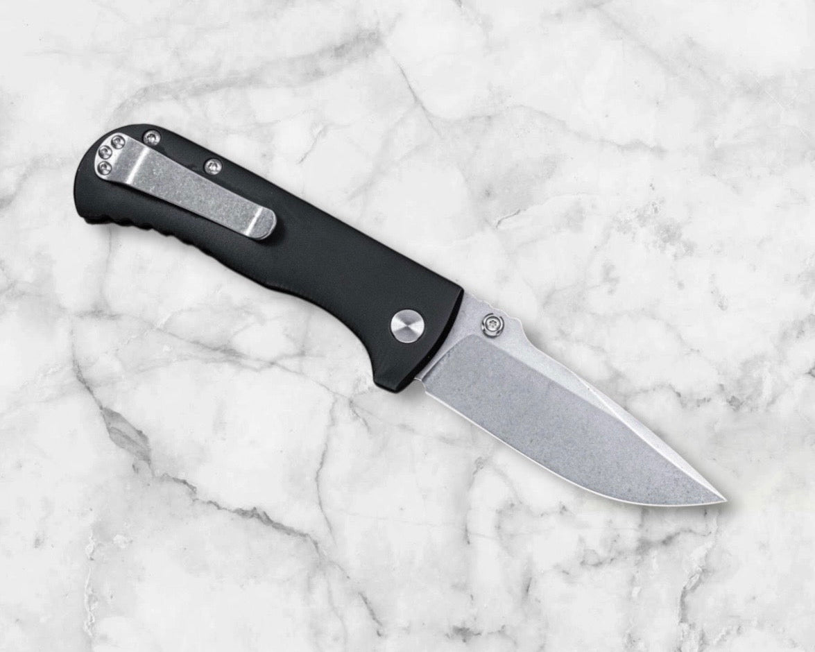 Defiant7-Defiant7 Talos Button Lock - Black 6061 Aluminum Handle - Stonewashed MagnaCut Blade-3-Urban Cutlery