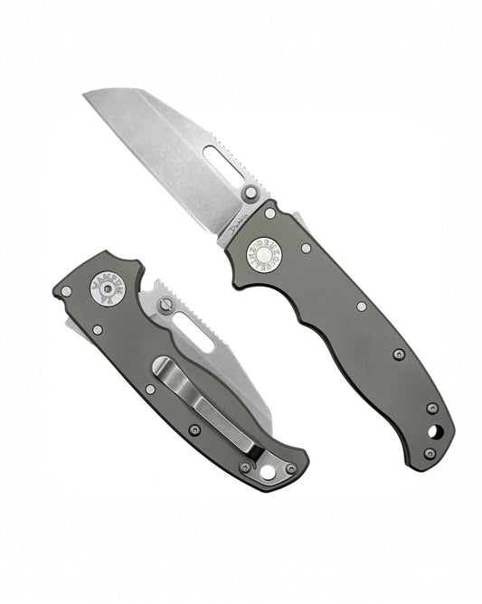 Demko Knives-Demko Knives AD20.5 - Smooth Titanium Handles - 20CV Shark Foot Blade-1-Urban Cutlery