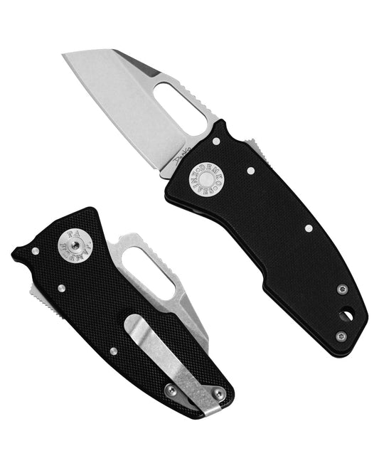 Demko Knives-Demko Knives Nano-Shark - Black G10 Handles - Stonewashed 20CV Shark Foot Blade-1-Urban Cutlery