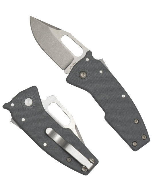 Demko Knives-Demko Knives Nano-Shark - Grey GRN Handles - Stonewashed AUS10A Clip Point Blade-1-Urban Cutlery