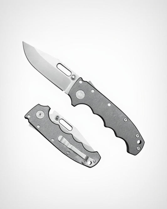 Demko Knives-Demko Knives USA MGAD20 - FG1 Smooth Titanium Handles - 3V Clip Point Blade-1-Urban Cutlery