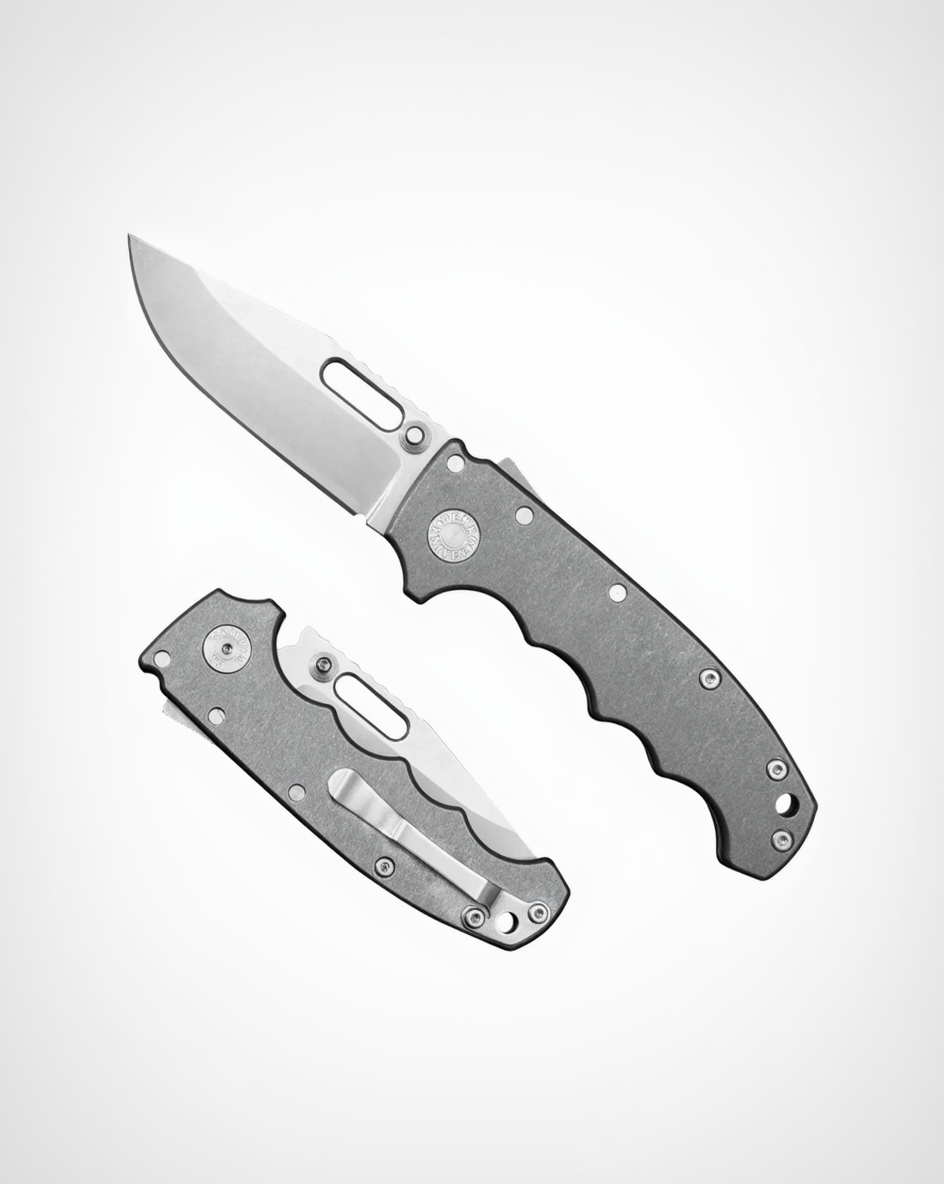 Demko Knives-Demko Knives USA MGAD20 - FG1 Smooth Titanium Handles - 3V Clip Point Blade-1-Urban Cutlery