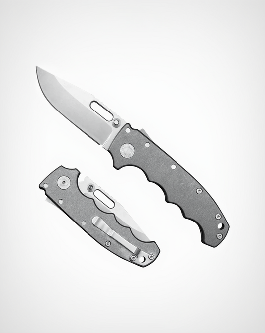 Demko Knives-Demko Knives USA MGAD20 - FG1 Smooth Titanium Handles - 3V Clip Point Blade-1-Urban Cutlery