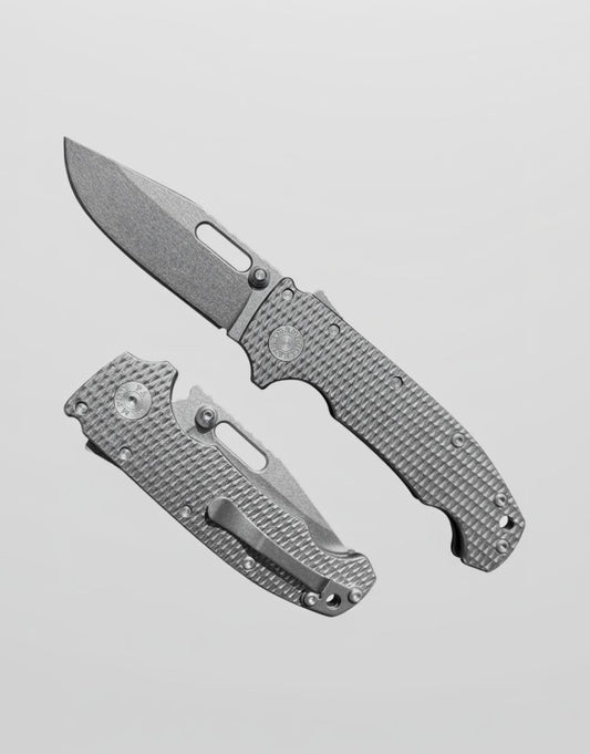 Demko Knives-Demko Knives USA MGAD20 - K1 Textured Titanium Handles - 3V Clip Point Blade-1-Urban Cutlery