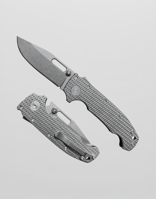 Demko Knives-Demko Knives USA MGAD20 - K1 Textured Titanium Handles - 3V Clip Point Blade-1-Urban Cutlery