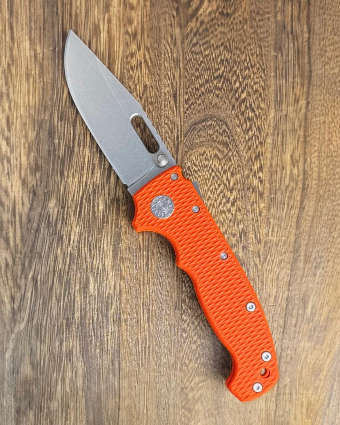 Demko Knives-Demko Knives USA MGAD20 - Orange G10 Handles - 3V Clip Point Blade-1-Urban Cutlery