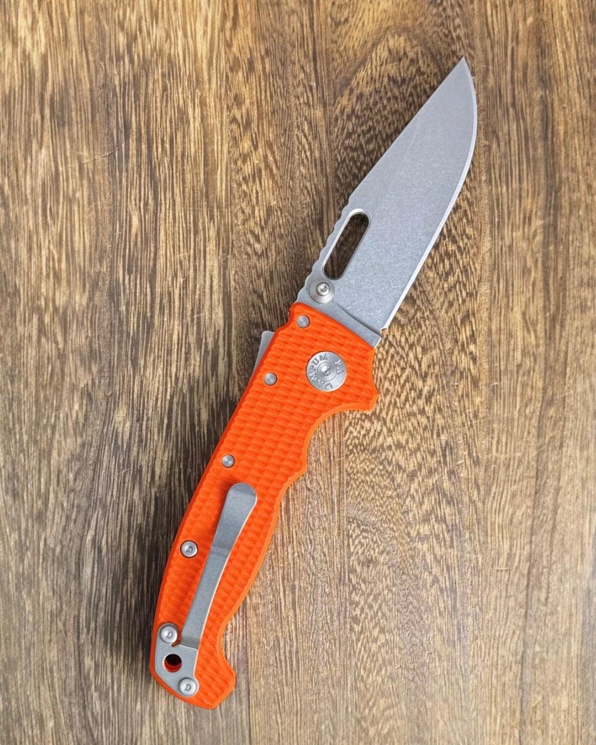 Demko Knives-Demko Knives USA MGAD20 - Orange G10 Handles - 3V Clip Point Blade-2-Urban Cutlery