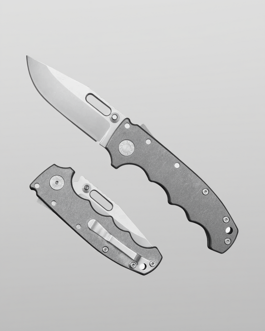 Demko Knives-Demko Knives USA MGAD20S - FG-1 Smooth Titanium Handles - Magnacut Clip Point Blade-1-Urban Cutlery