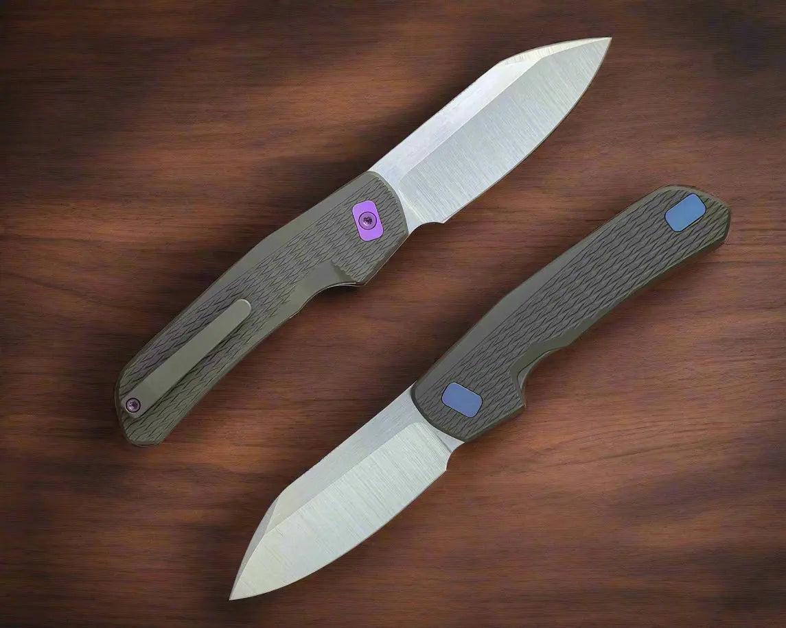 Divo Knives-Divo Chaser - UC Exclusive - Darkblast Diamond Texture Ti - Belt Satin S90V-Urban Cutlery