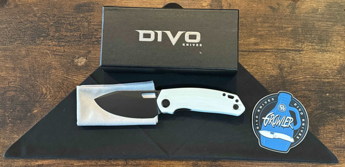 Divo Knives-Divo Knives Growler V2 - White G10 Handle, Blackwash 154CM Blade-1-Urban Cutlery