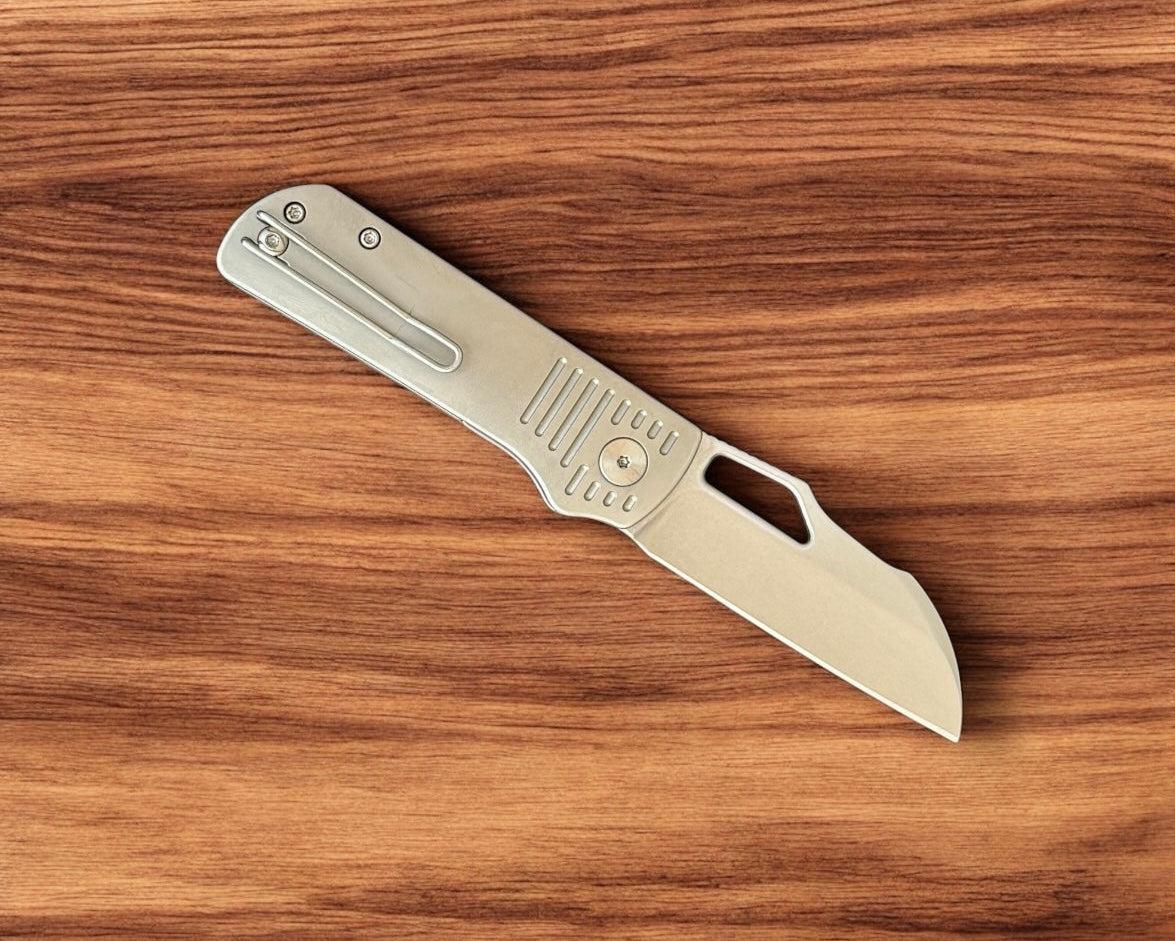 Divo Knives-Divo Stout Premium Pony Stout - RIGHTY - Stonewashed TI Handle - Stonewashed S90V Blade - Pre-Owned-Urban Cutlery