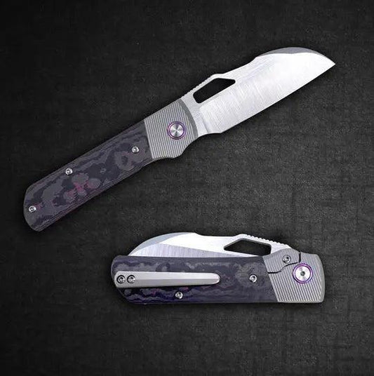 Divo Knives-Divo Stout V2 - LEFTY - Purple Haze - Belt Satin Blade-Urban Cutlery