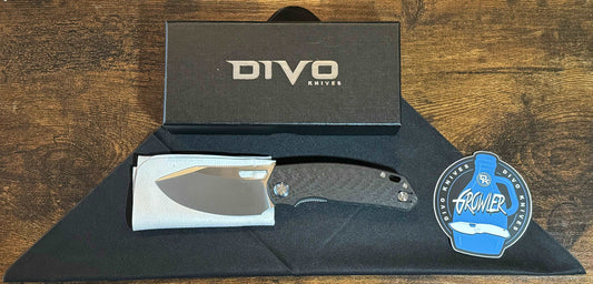 Divo Knives Growler V2 - Weave Carbon Fiber Handle, Belt Satin 154CM Blade Divo Knives Urban Cutlery & Lifestyle Shoppe