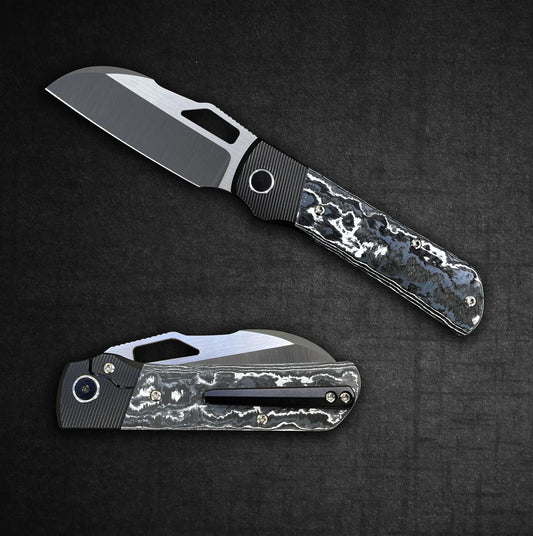 Divo Stout V2 - RIGHTY - White Storm - Two-Tone DLC Belt Satin Blade Divo Knives Urban Cutlery & Lifestyle Shoppe