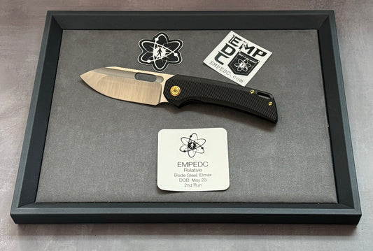 EMP EDC-EMP EDC Relative 3.4" Elmax Drop Point Satin Finish Milled Titanium Bronze - Brand New-1-Urban Cutlery