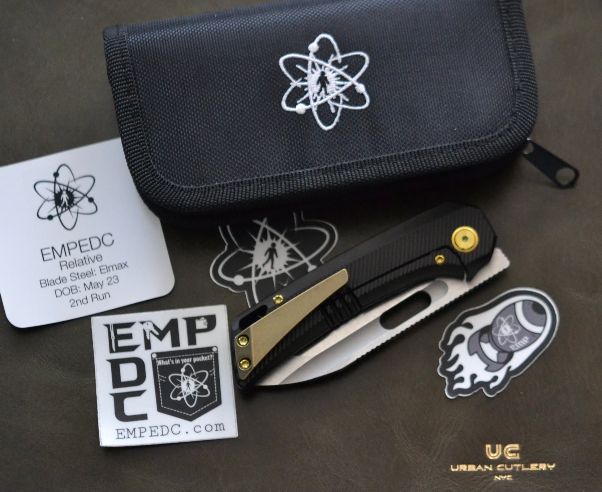 EMP EDC Relative 3.4" Elmax Drop Point Satin Finish Milled Titanium Bronze #045 - Brand New EMP EDC Urban Cutlery & Lifestyle Shoppe