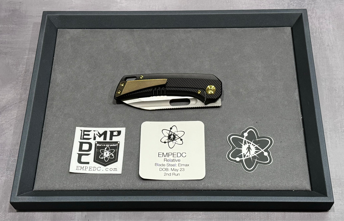 EMP EDC Relative 3.4" Elmax Drop Point Satin Finish Milled Titanium Bronze - Brand New EMP EDC Urban Cutlery & Lifestyle Shoppe