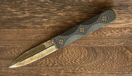 Elishewitz Custom Knives-Elishewitz Custom Knives EK Commando folder - Antique finish blade - Carbon fiber scales - Liner lock-Urban Cutlery