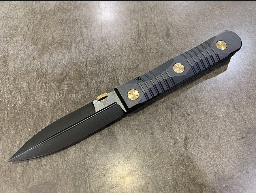 Elishewitz x Les George - Ek integral folder - Black DLC Handle Finish - Dagger Blade (Single Edgle) Les George; Elishewitz Knives Urban Cutlery & Lifestyle Shoppe