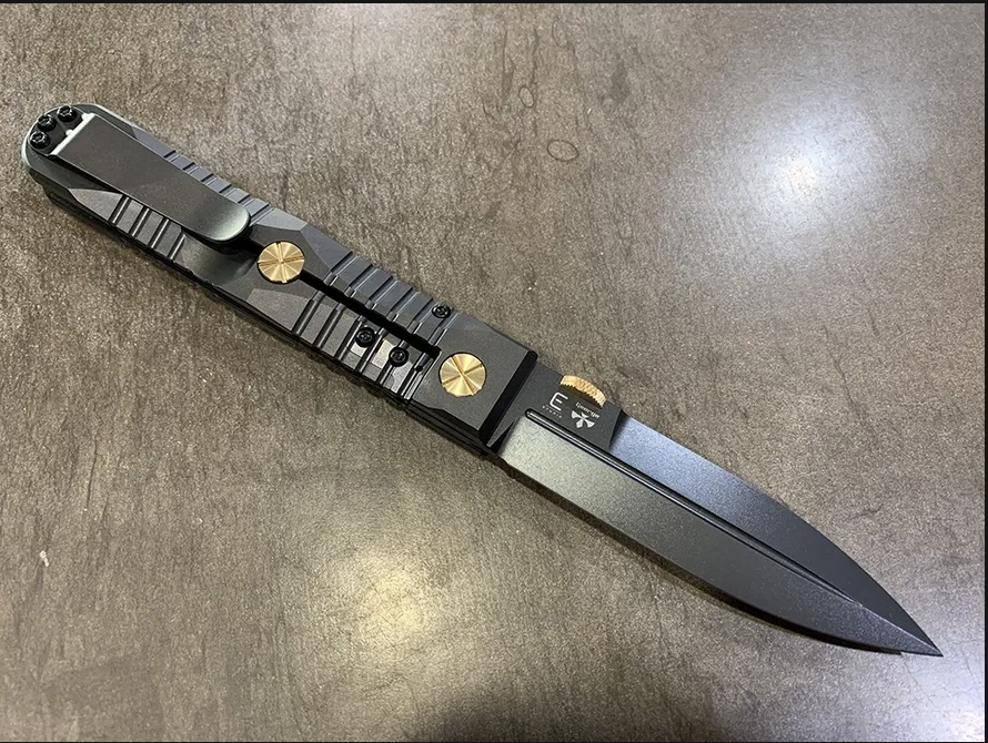 Elishewitz x Les George - Ek integral folder - Black DLC Handle Finish - Dagger Blade (Single Edgle) Les George; Elishewitz Knives Urban Cutlery & Lifestyle Shoppe