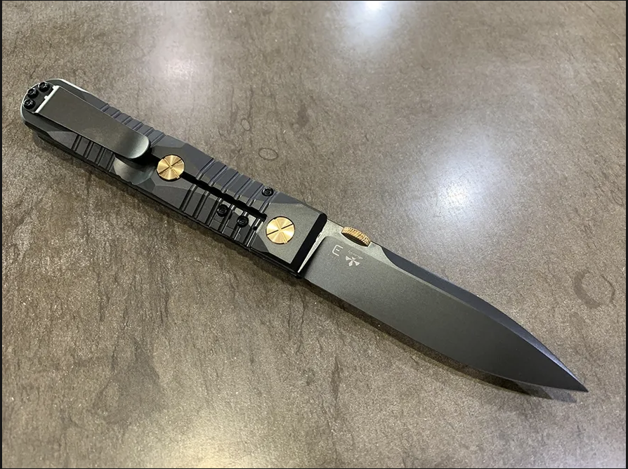 Elishewitz x Les George - Ek integral folder - Black DLC Handle Finish - Dirk Style Dagger Blade Les George; Elishewitz Knives Urban Cutlery & Lifestyle Shoppe