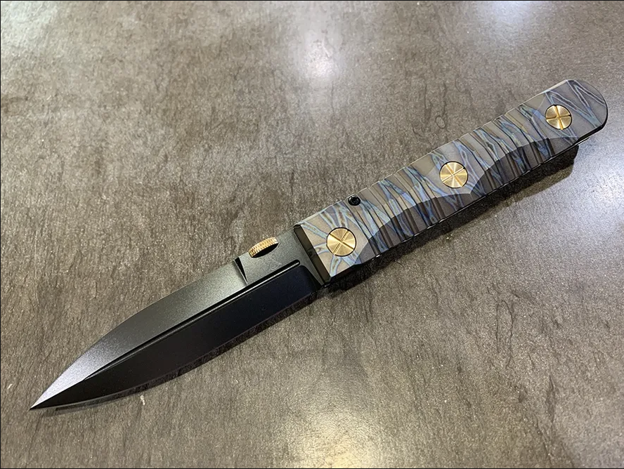 Elishewitz x Les George - Ek integral folder - Tiger Stripe Handle Finish - Dagger Blade (Single Edgle) Les George; Elishewitz Knives Urban Cutlery & Lifestyle Shoppe