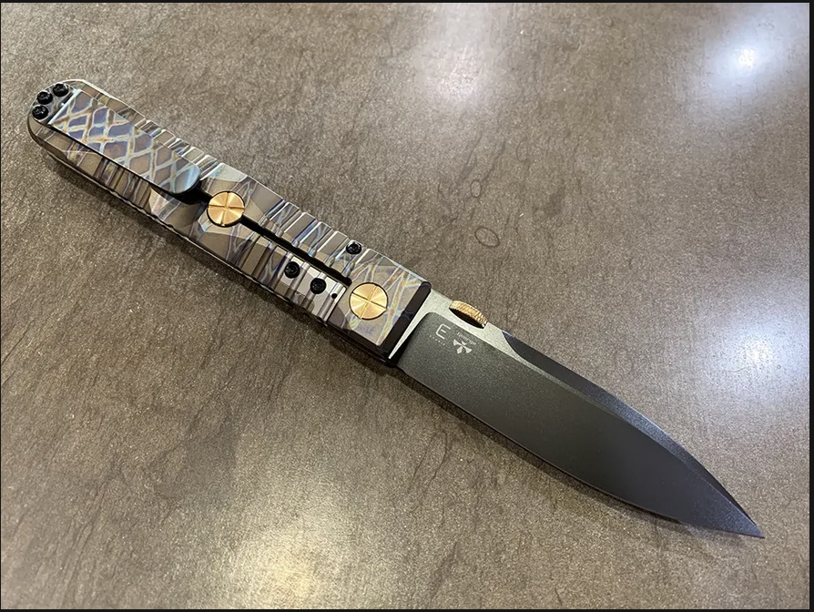 Elishewitz x Les George - Ek integral folder - Tiger Stripe Handle Finish - Dirk Style Dagger Blade Les George; Elishewitz Knives Urban Cutlery & Lifestyle Shoppe