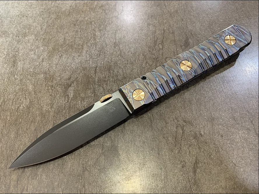 Elishewitz x Les George - Ek integral folder - Tiger Stripe Handle Finish - Dirk Style Dagger Blade Les George; Elishewitz Knives Urban Cutlery & Lifestyle Shoppe