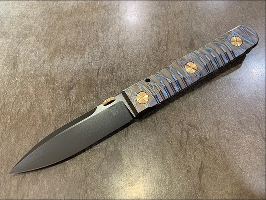 Elishewitz x Les George - Ek integral folder - Tiger Stripe Handle Finish - Dirk Style Dagger Blade Les George; Elishewitz Knives Urban Cutlery & Lifestyle Shoppe