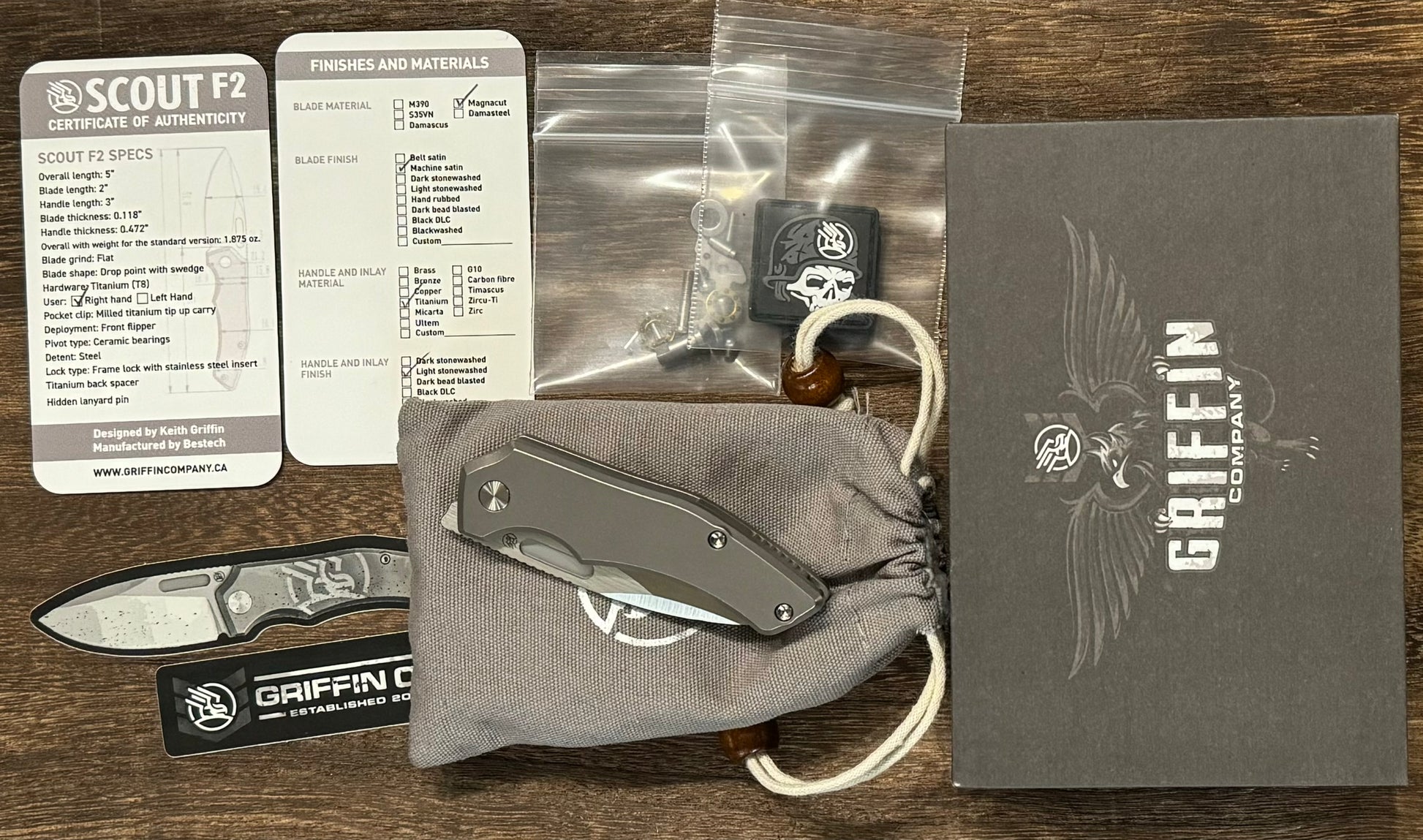 Griffin Company-Griffin Company Scout F2 - Stonewashed/Satin Magnacut - Brand New-7-Urban Cutlery
