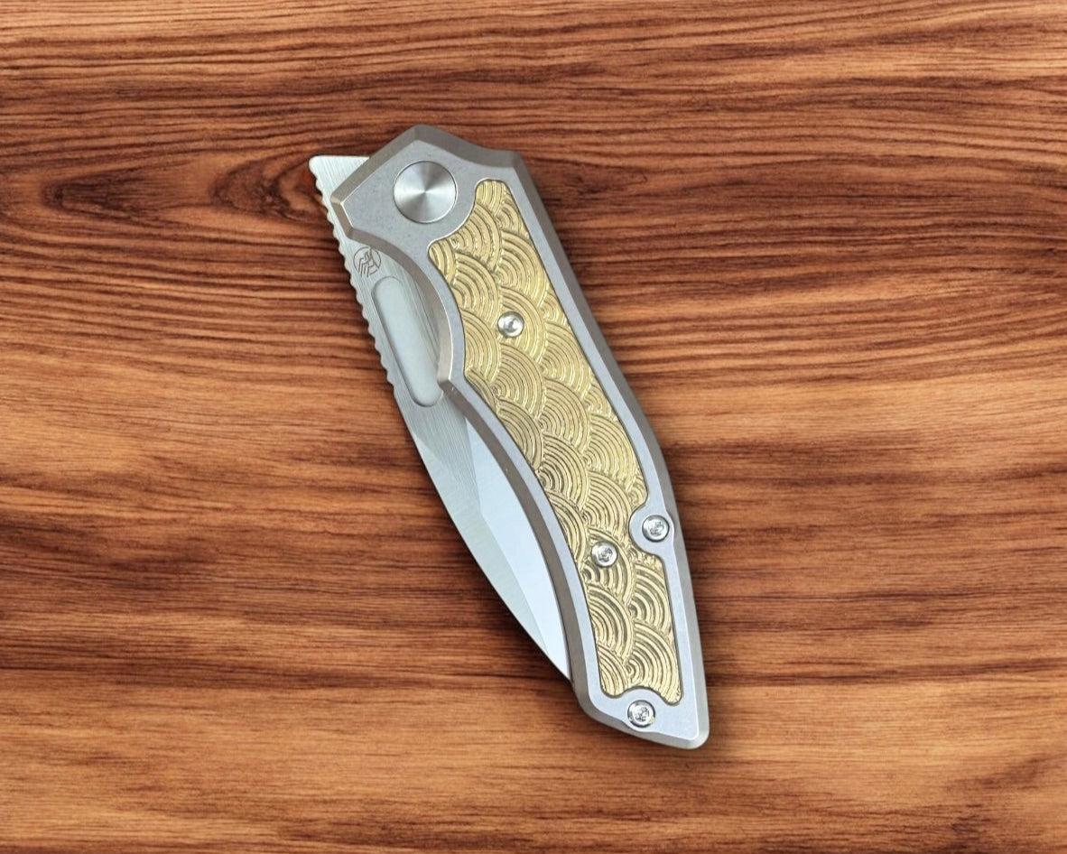 Griffin Company-Griffin Company Scout F3 Urban EDC Exclusive - Ti Scales w/ Seigaiha Engraved Brass Inlay-Urban Cutlery