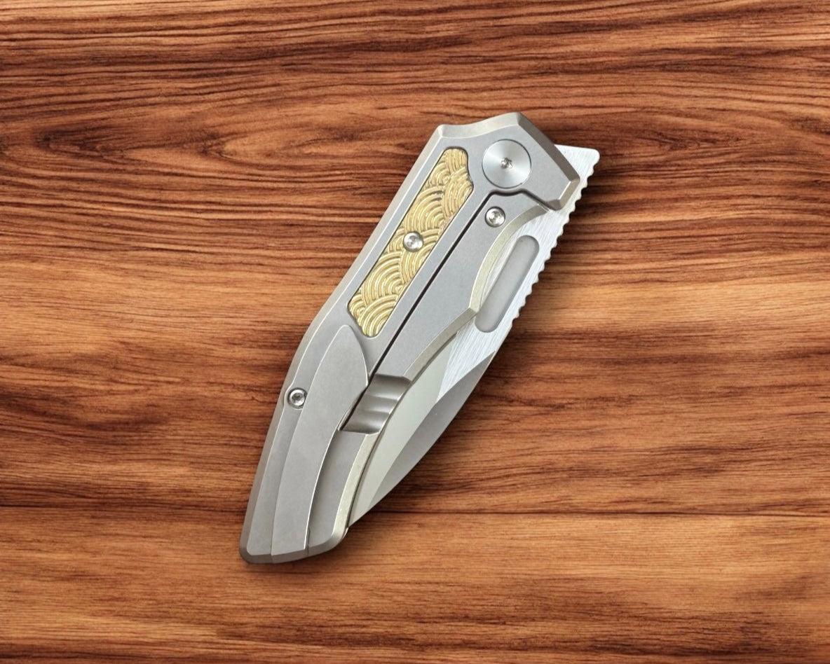Griffin Company-Griffin Company Scout F3 Urban EDC Exclusive - Ti Scales w/ Seigaiha Engraved Brass Inlay-Urban Cutlery