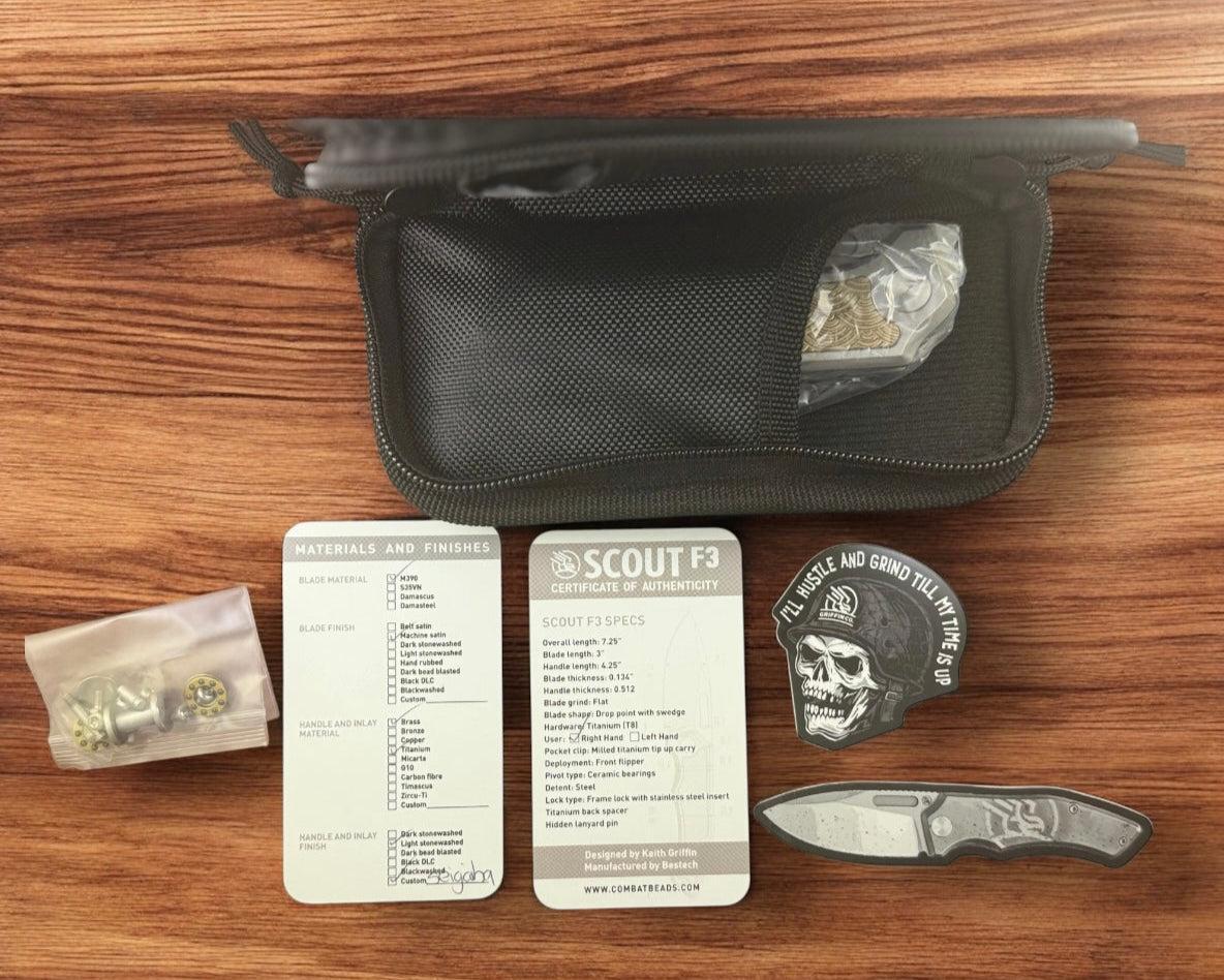 Griffin Company-Griffin Company Scout F3 Urban EDC Exclusive - Ti Scales w/ Seigaiha Engraved Brass Inlay-Urban Cutlery