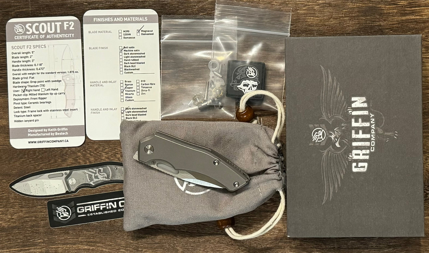 Griffin Company Scout F2 - Stonewashed/Satin Magnacut - Brand New Griffin Company Urban Cutlery & Lifestyle Shoppe