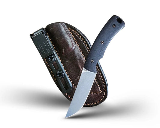 Three Rivers Mfg. (TRM) TAGALONG - MICARTA DOUBLE BLACK 3D CONTOURED SMOOTH Handles - Magnacut Blade