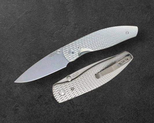 Three Rivers Mfg. (TRM) Atom - 3D Contoured Titanium LIZARD SKIN Handles - MAGNACUT Blade