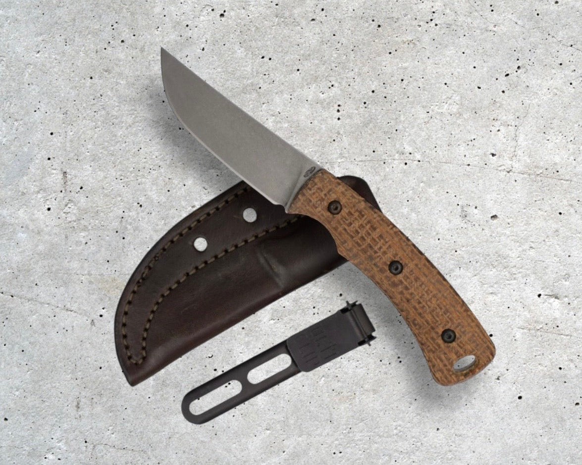 Three Rivers Mfg. (TRM) TAGALONG - BURLAP MICARTA Handles - Magnacut Blade