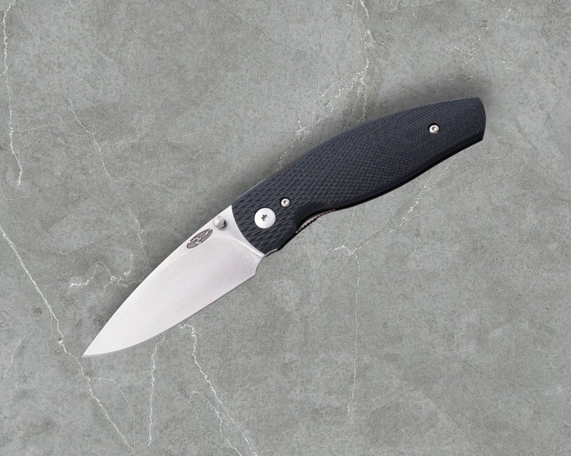 Three Rivers Mfg. (TRM) Neutron 2 - JET BLACK G10 3D Contoured LIZARD SKIN Handles - 20CV Blade