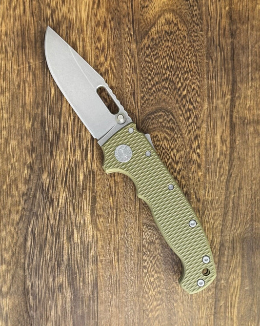 Demko Knives USA MGAD20 - OD Green G10 Handles - 3V Clip Point Blade