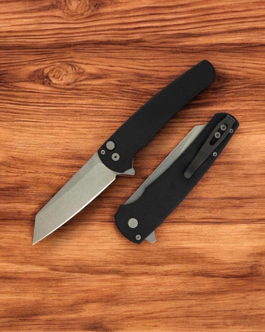 Pro-Tech 5401 Malibu - Black Handle - Stonewash Reverse Tanto Magnacut Blade