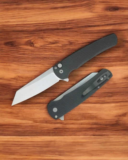 Pro-Tech 5405 Malibu - Textured Black Handle - Stonewash Reverse Tanto Magnacut Blade