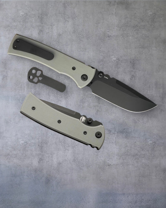 Chaves Knives Exclusive Blue Label Redencion 229 - Charcoal Grey Handles - Blackout Elmax Drop Point Blade