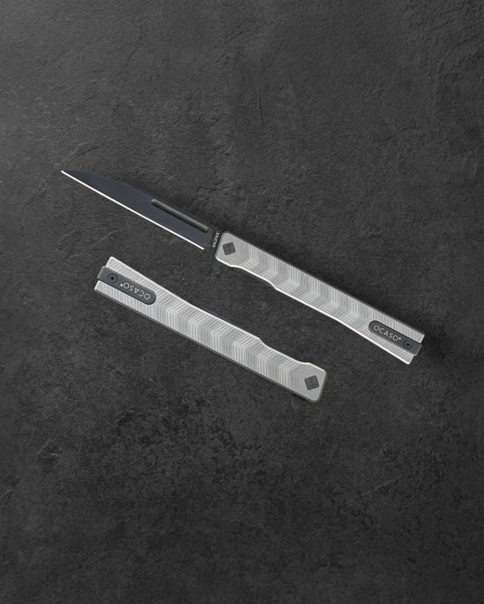 Ocaso Knives Solstice - Textured Titanium Handle - Black PVD S35VN Blade